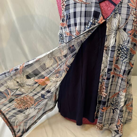 Espresso Blue Floral Flowy Tank Blouse Size Large - Picture 2 of 7